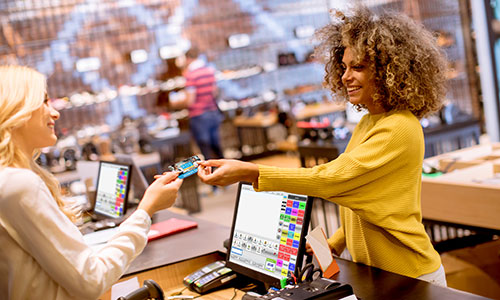 Inside a retail store using an EPoS system