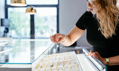 Arranging stock in a jewelry Store
