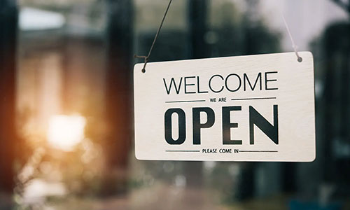 Come in, we are open sign