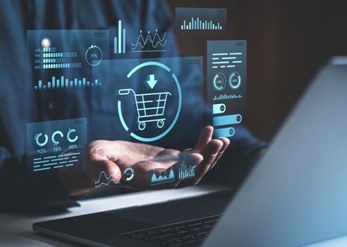 Retail business owner running reports in back-office software