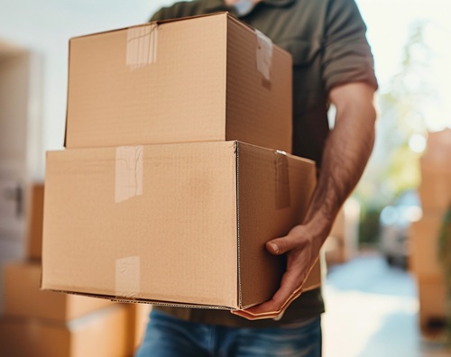 Shop owner managing his stock